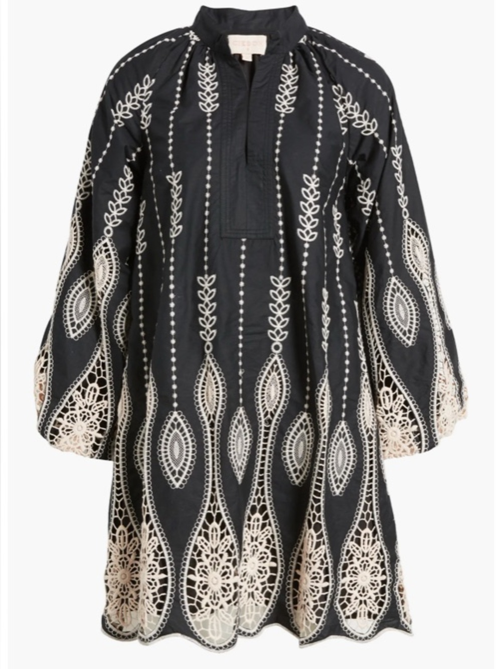 Ciebon Anthropologie boho cotton embroidered shift sheath dress Sz M medium